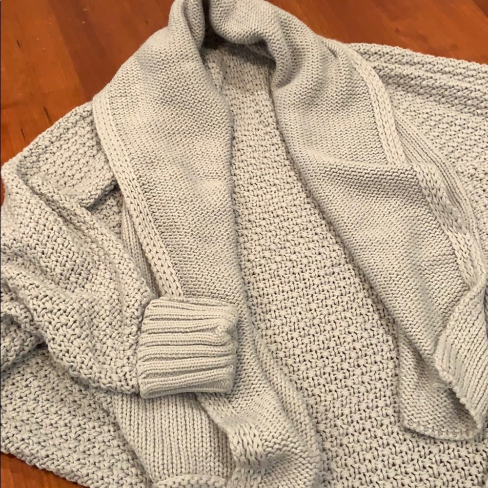 Gray oversized dolman knit sweater